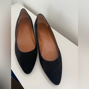 Aquatalia black suede flats, size 10
